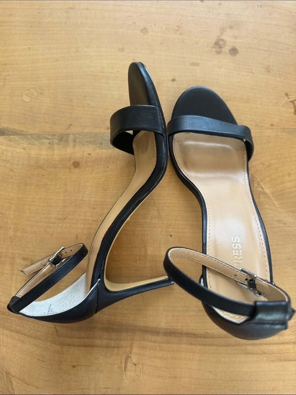 Express Black Open-Toe Ankle-Strap Heels Size 7 Dressy Strappy Sandal Heels